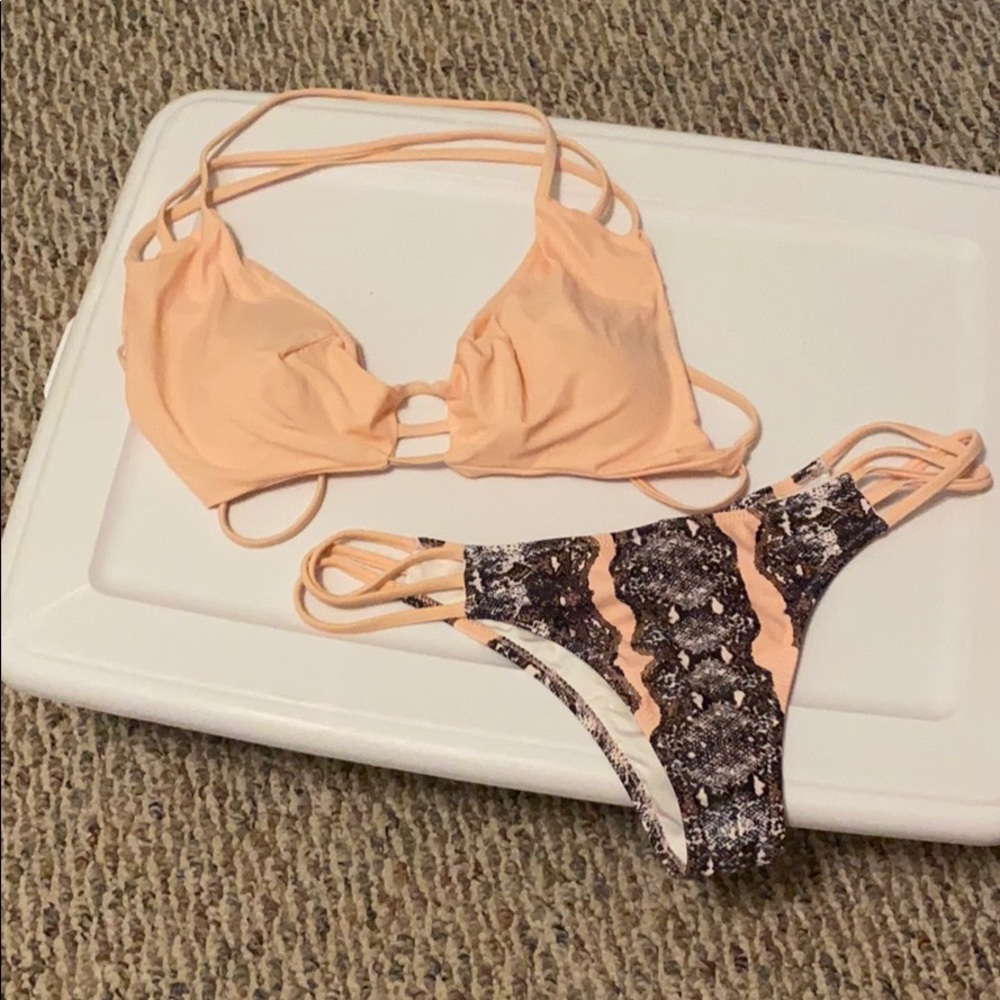 Pink/snakeskin cupshe bikini